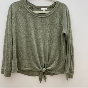 Nine Britton Front Knot Sweater Heather Green L